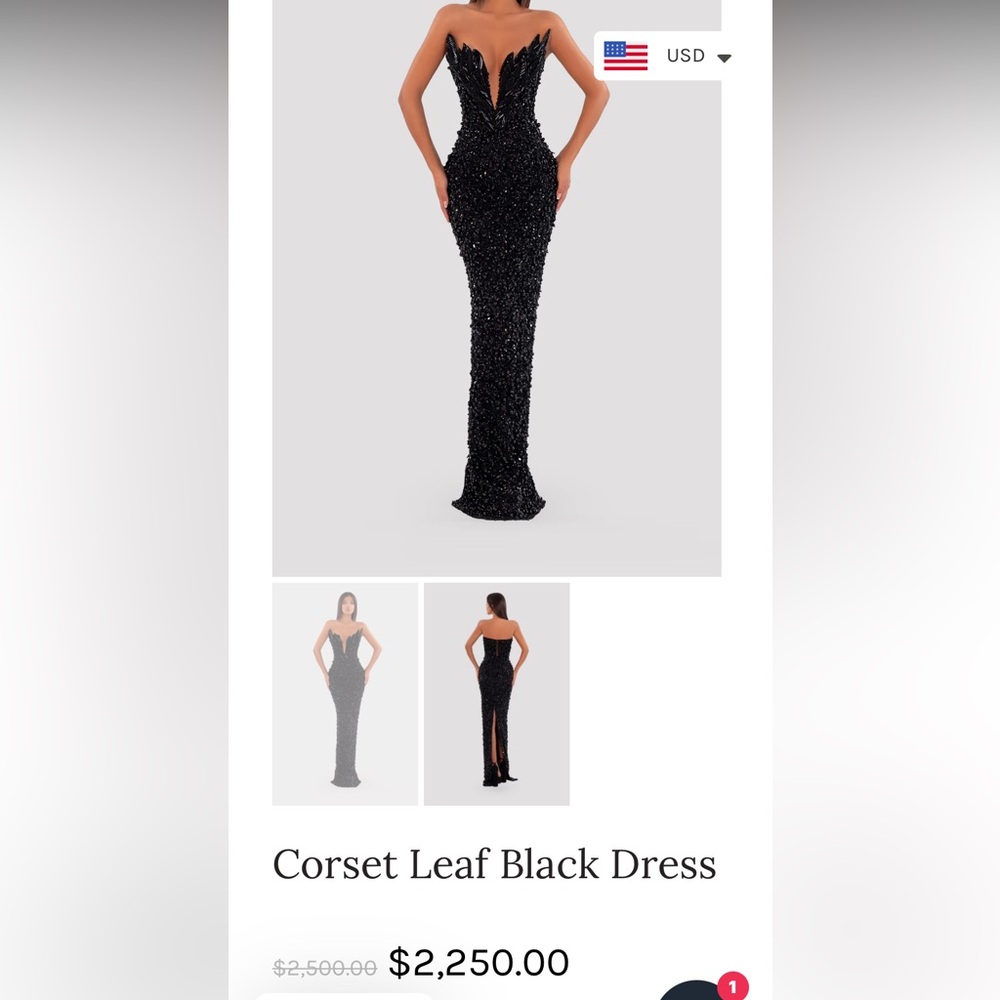Albina dyla Corset Leaf Black Dress